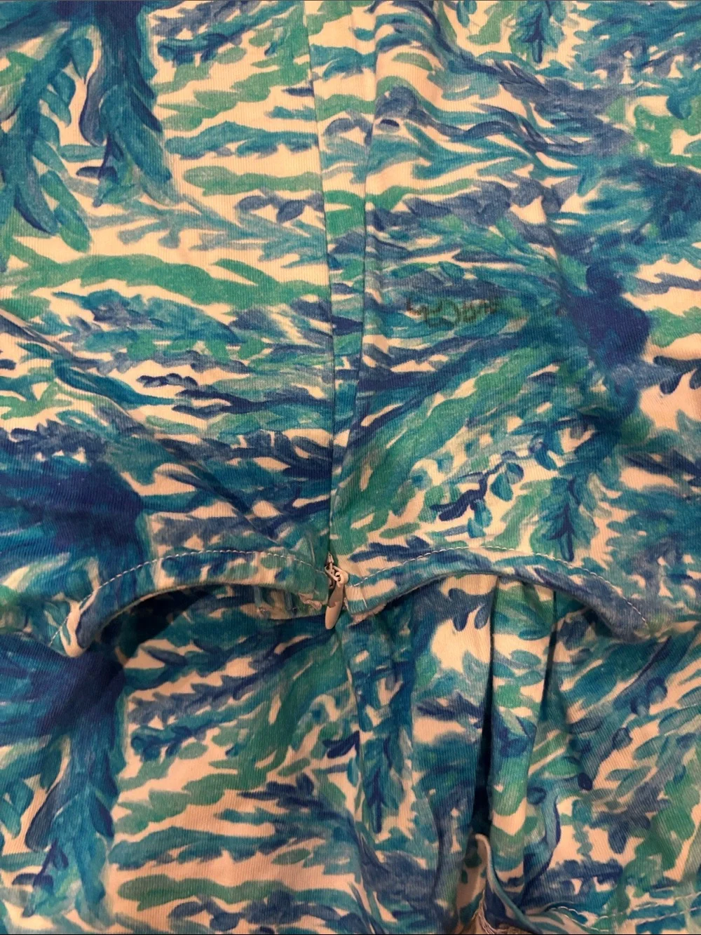 Aqua Swirl Painted Print Sleeveless Dress